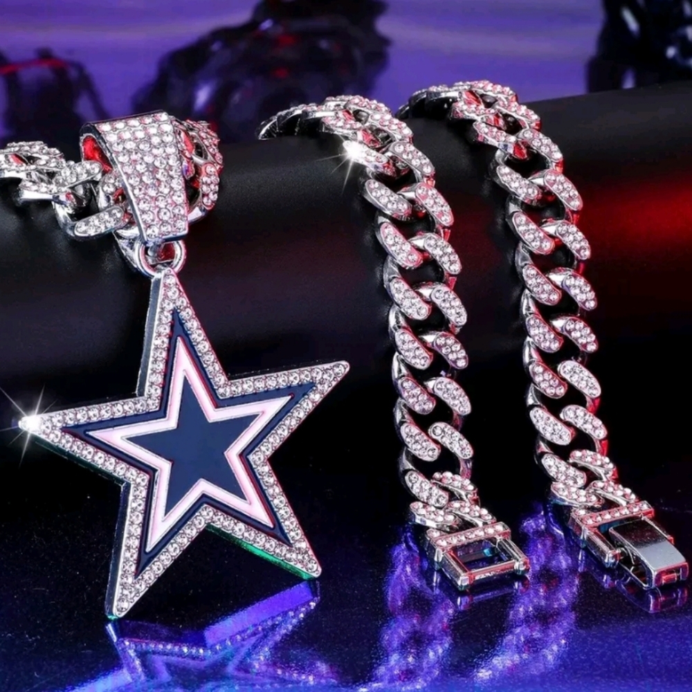 Gorgeous Dallas Cowboys football team iced out style 20".  Other teams …